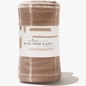 LITTLE KORBOOSE Woven Throw Blanket - in Taupe NWT